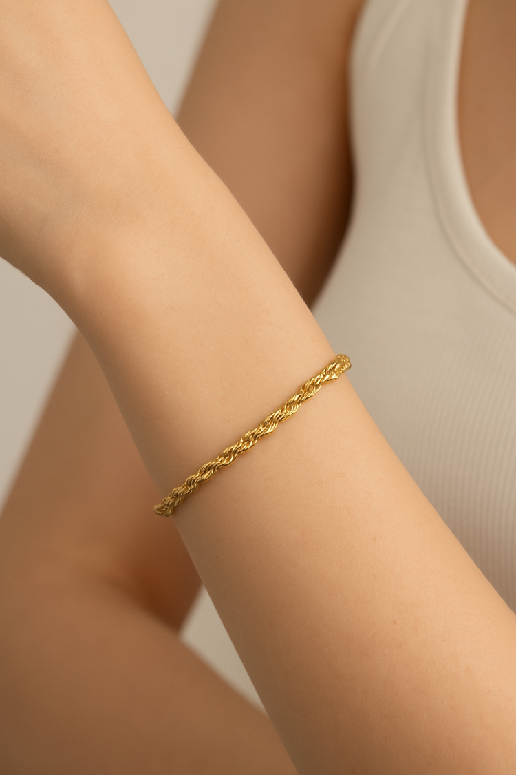 14 Ayar Altın Görünümlü İtalyan Burgu Bileklik – Gold Renk | Nazar Jewelry Atelier