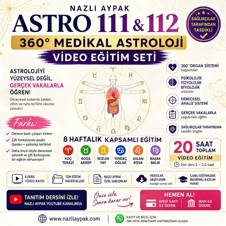 ASTRO 111 & 112 - 360° MEDİKAL PSİKOSOMATİK ASTROLOJİ VİDEO EĞİTİM SETİ