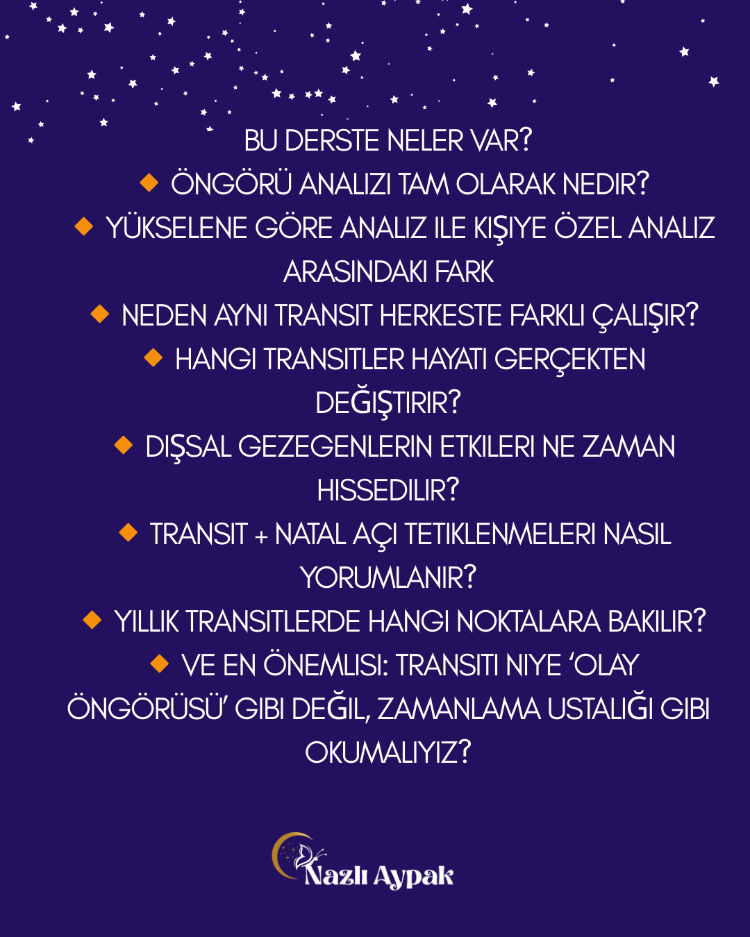 Periyodik Transitleri Okuma (Aylık • Haftalık • Günlük • Yıllık) Video Eğitim Seti