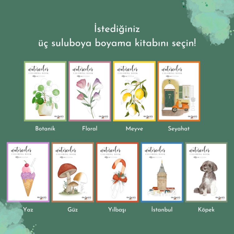 Suluboya Boyama Kitabı | ÜÇLÜ SET