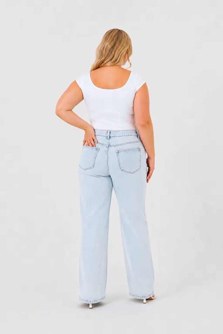 Büyük Beden Hamile Kot Pantolon -Karın Destekli ve Ayarlanabilir Belli Jeans