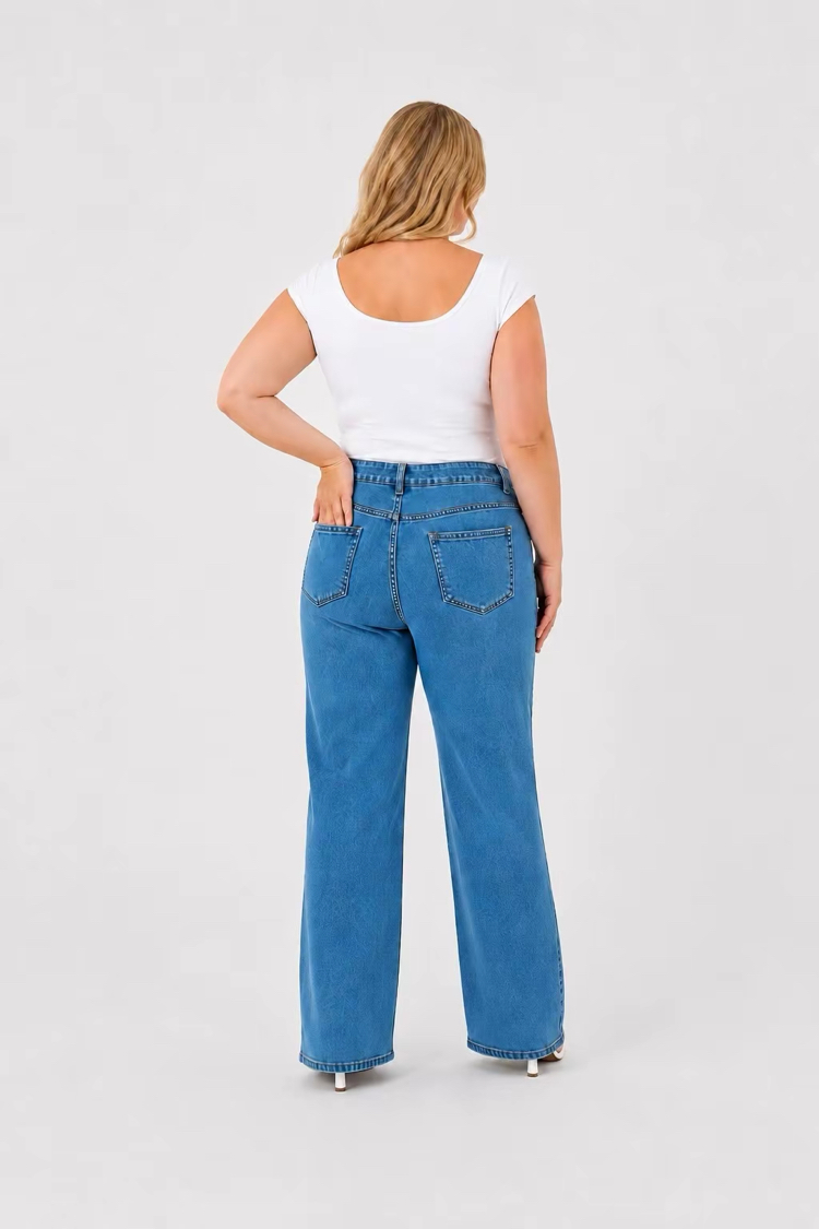 Büyük Beden Hamile Kot Pantolon -Karın Destekli ve Ayarlanabilir Belli Jeans