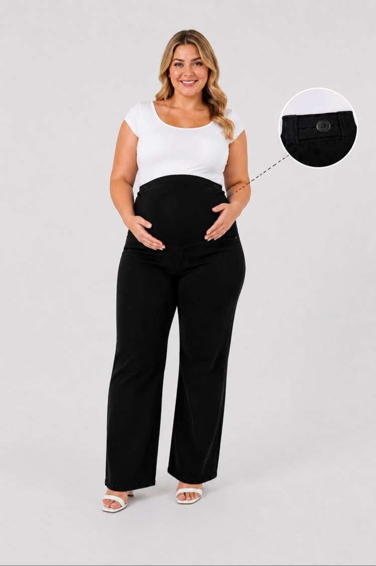 Büyük Beden Hamile Kot Pantolon -Karın Destekli ve Ayarlanabilir Belli Jeans