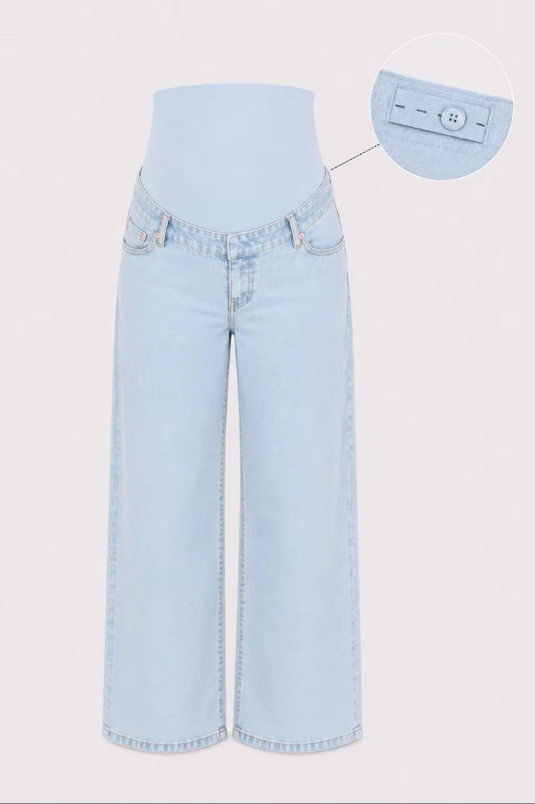 Büyük Beden Hamile Kot Pantolon -Karın Destekli ve Ayarlanabilir Belli Jeans