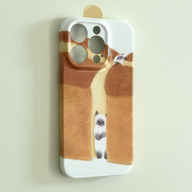 cozy brown cat aesthetic iphone telefon kılıfı şirin minimal tasarım