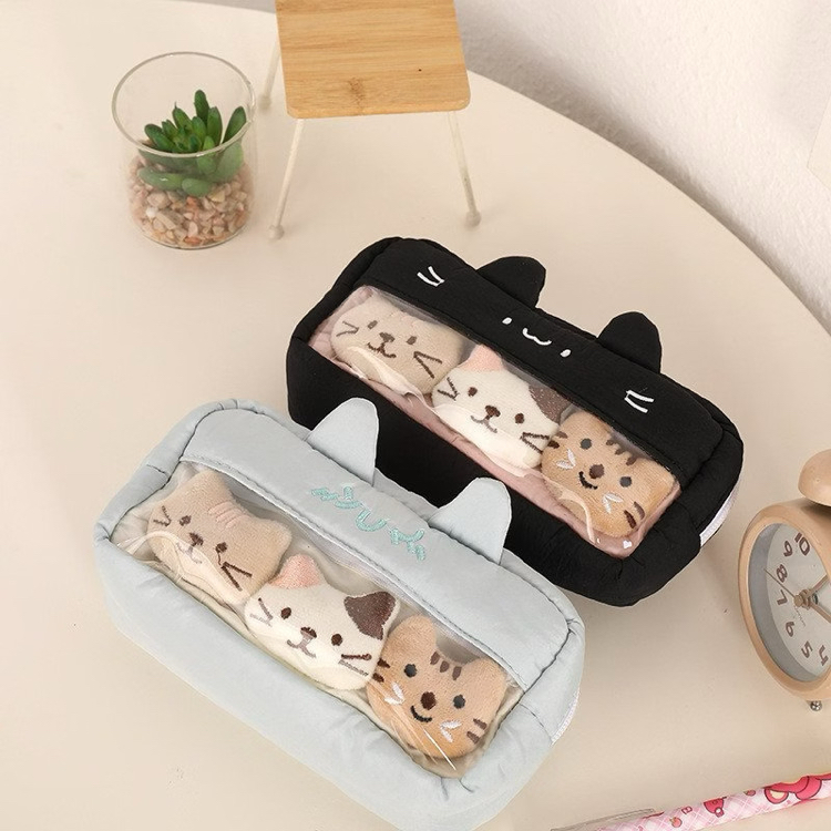 cute cat pencil case sevimli kedi desenli peluş kalemlik