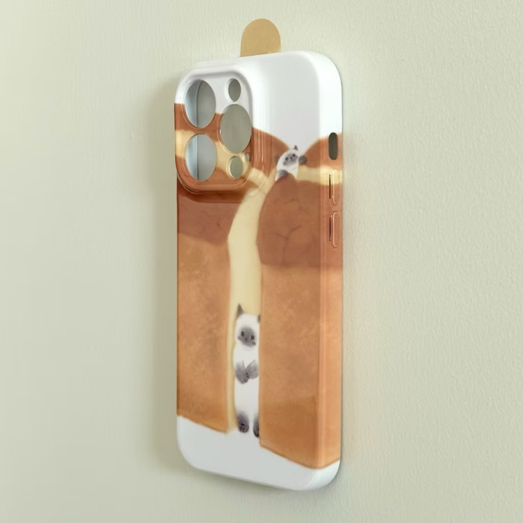 cozy brown cat aesthetic iphone telefon kılıfı şirin minimal tasarım
