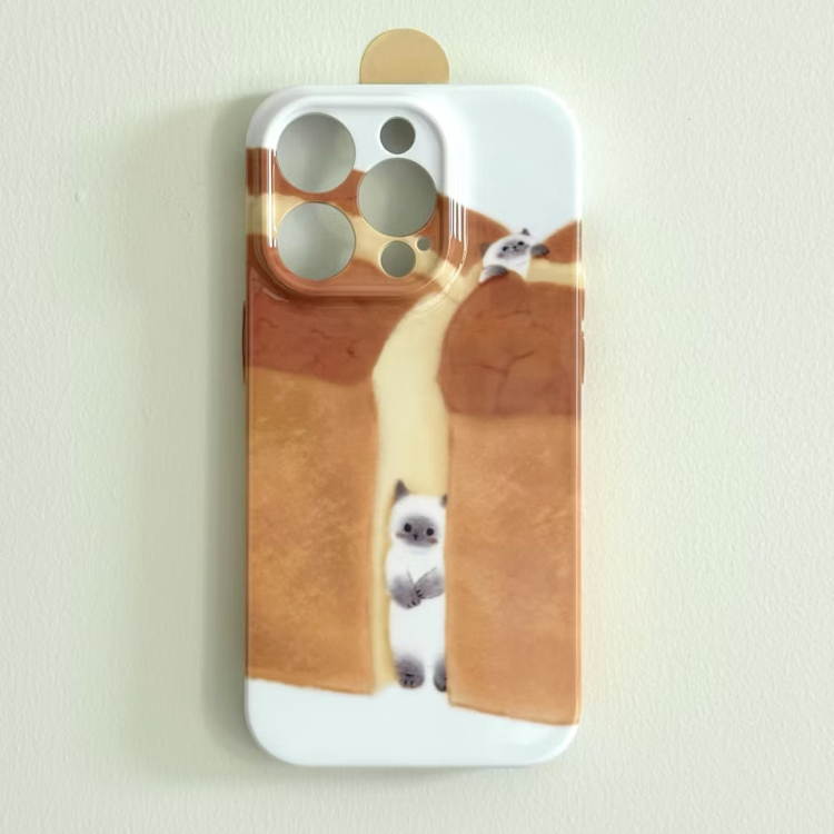 cozy brown cat aesthetic iphone telefon kılıfı şirin minimal tasarım