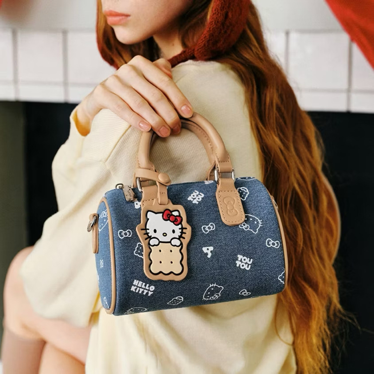 hello kitty denim mini handbag, sevimli korean style çapraz çanta