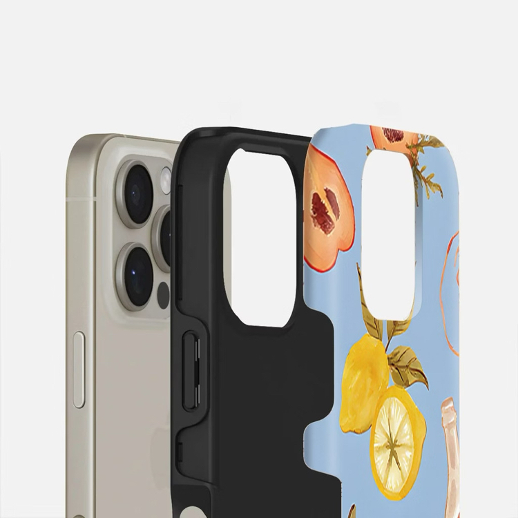 seafood aesthetic iphone kılıfı, mavi vintage food desenli telefon koruyucu