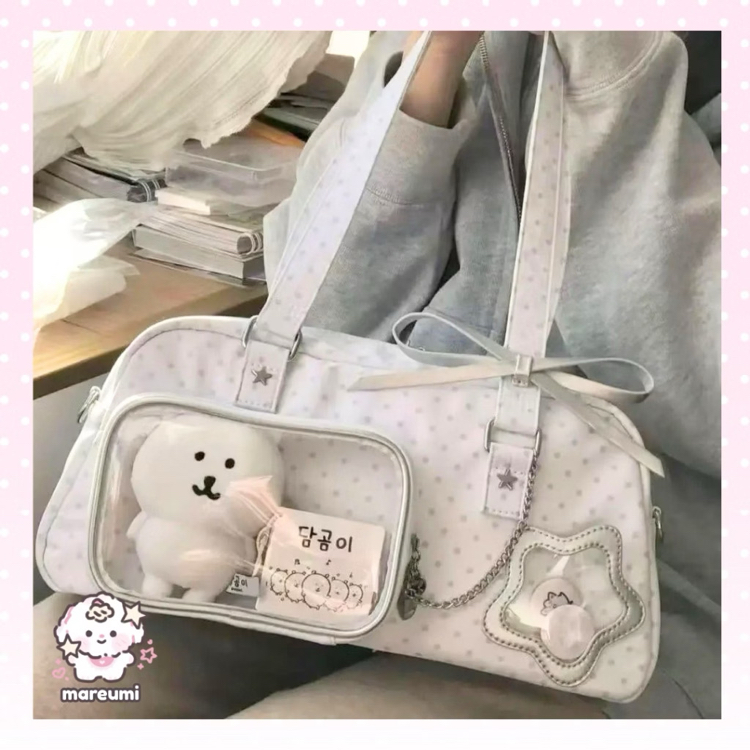 mareumi polka dot yıldızlı clear pouch omuz çantası konser çantası