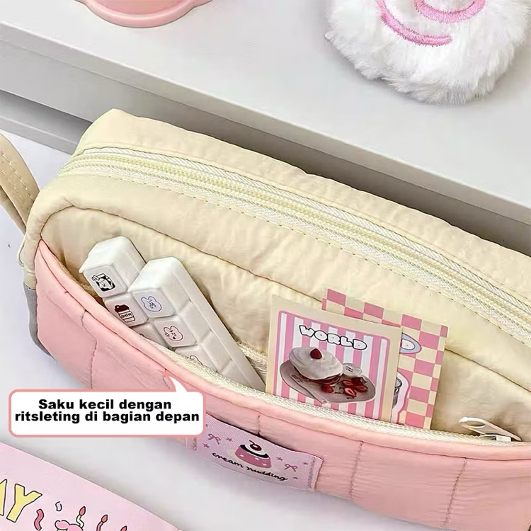 y2k pudding double compartment pencil case büyük kapasiteli kalem çantası