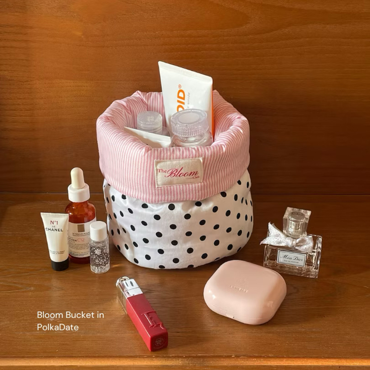 the bloom club pembe puffy organizer makyaj ve bakım çantası
