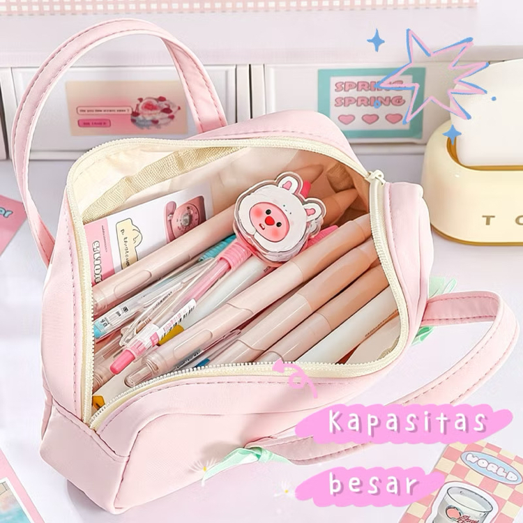 pastel kitty cute kalemlik büyük kapasiteli sevimli okul kırtasiye çantası