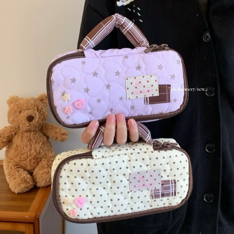 cute aesthetic korean tarzı el tutmalı kalemlik organizer çanta
