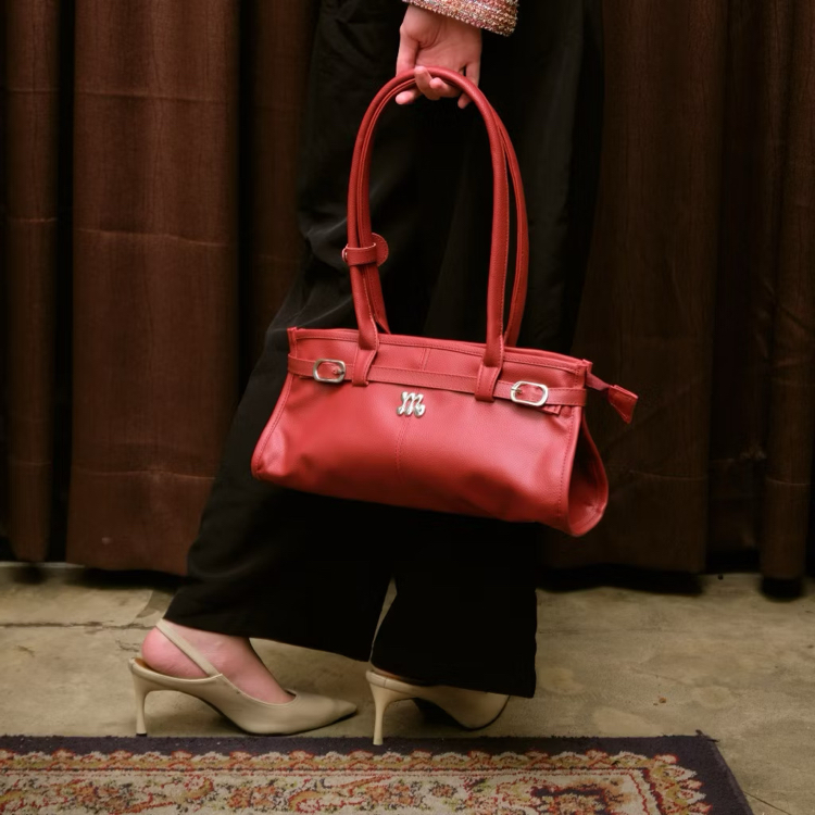 magia rebecca leather shoulder bag – bordo kadın çantası