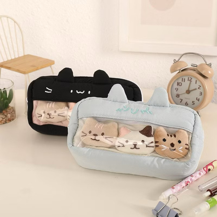 cute cat pencil case sevimli kedi desenli peluş kalemlik