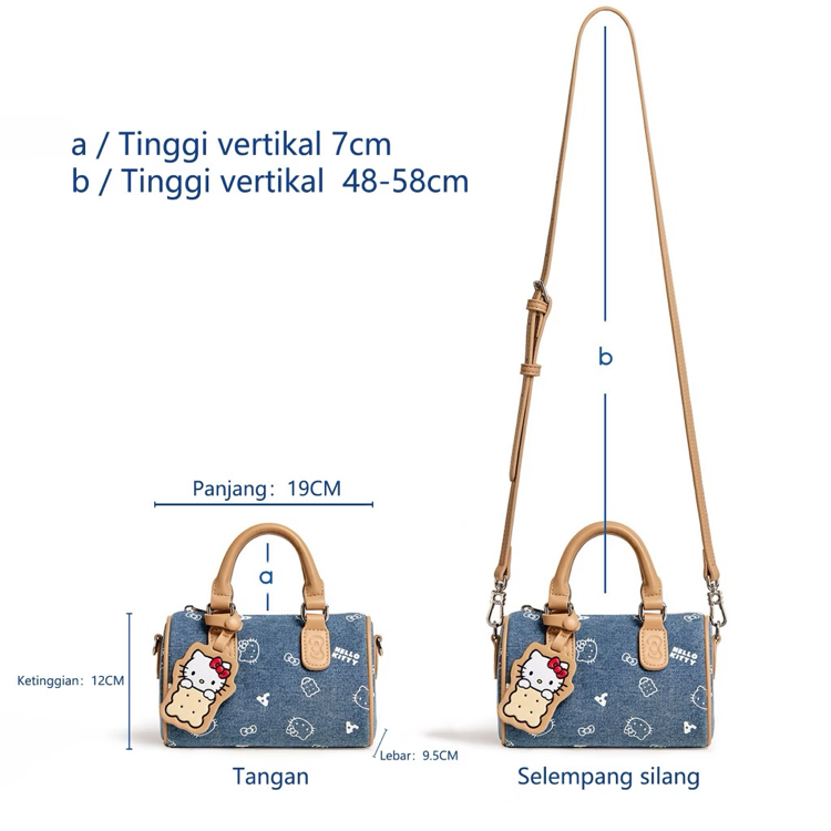 hello kitty denim mini handbag, sevimli korean style çapraz çanta