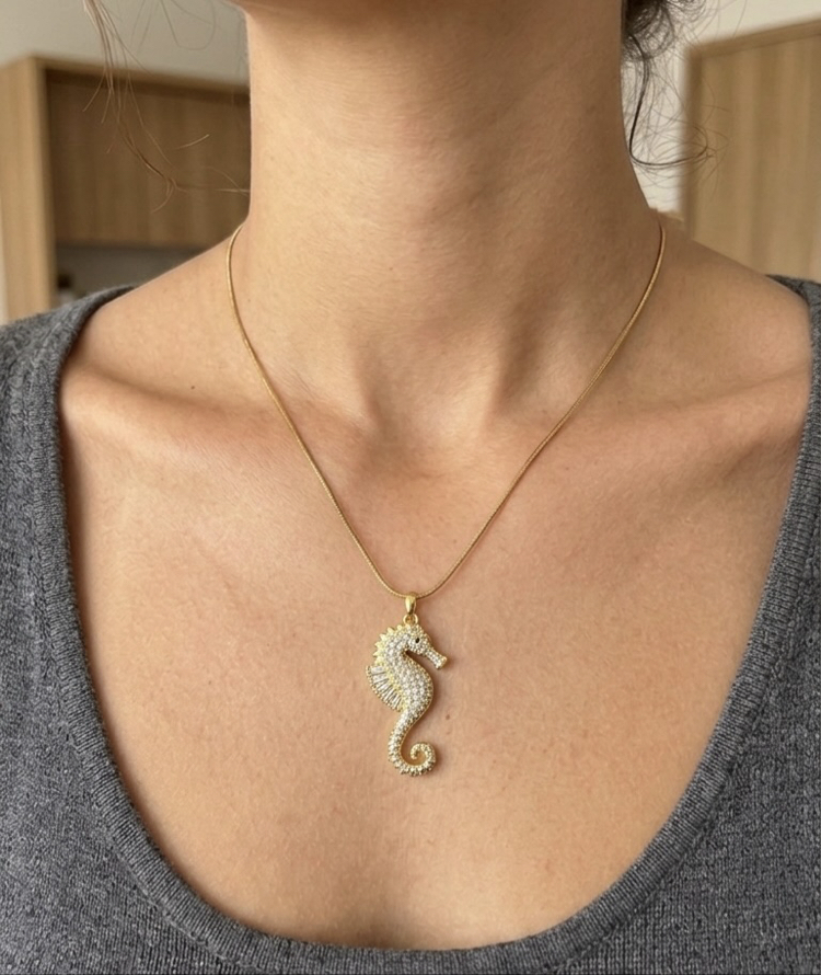 Seahorse Kolye | Gold