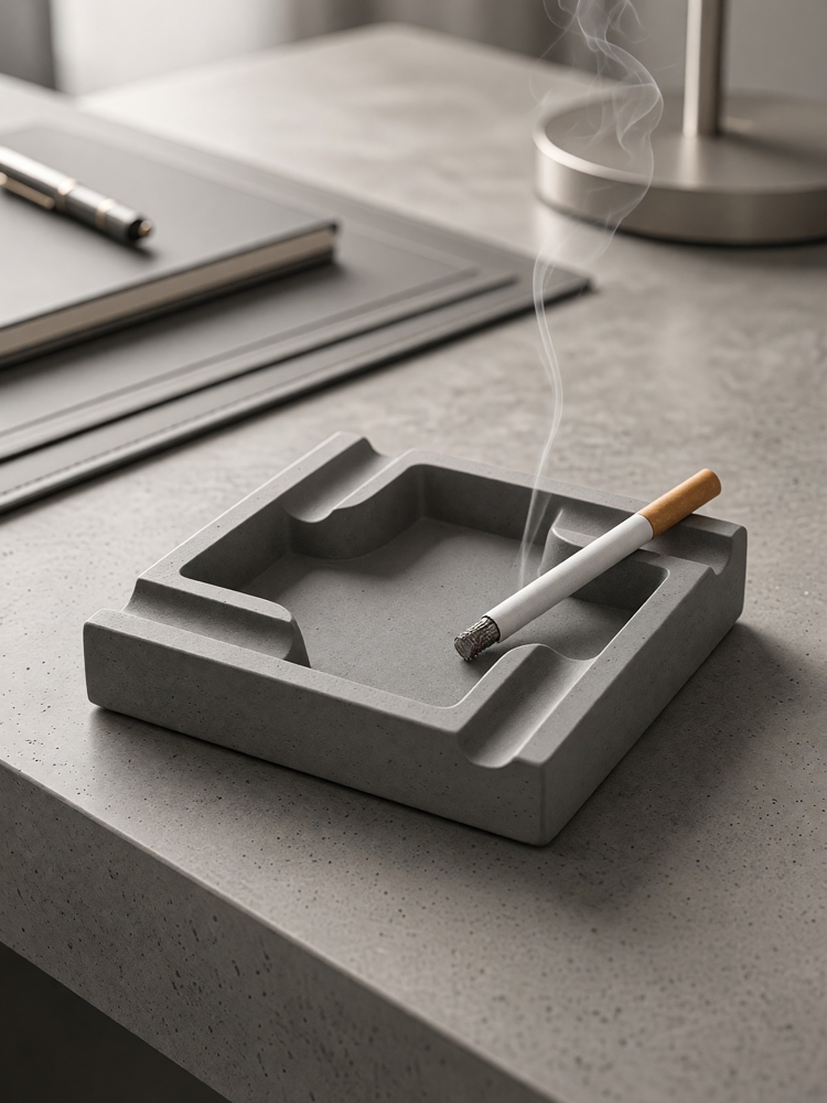 Modern - Minimalist Kül Tablası - İkili Set - Gri