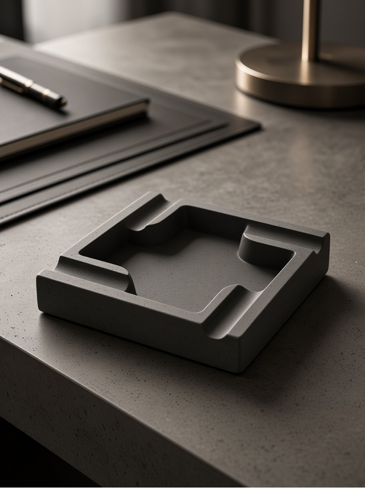 Modern - Minimalist Kül Tablası - İkili Set - Gri