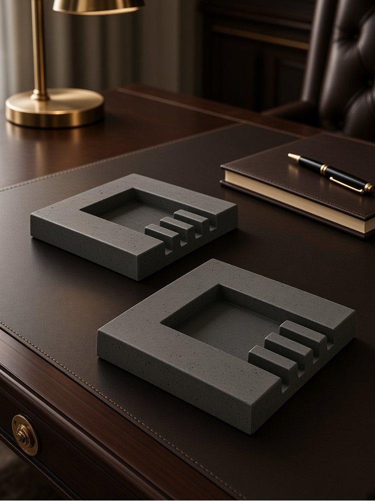 Modern - Minimalist Kül Tablası - İkili Set - Gri