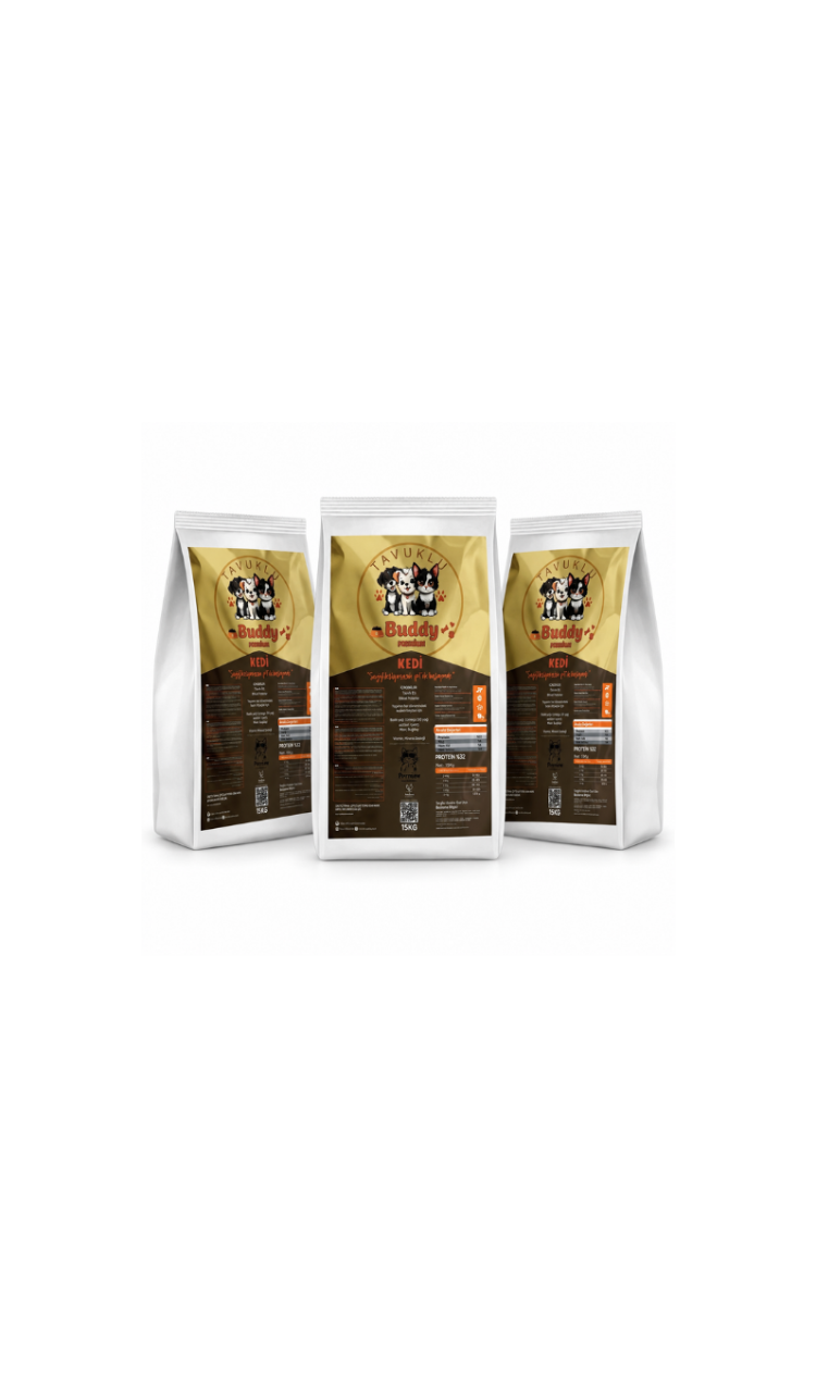 3lü Buddy Premium Tavuklu Kedi Maması 3x15KG