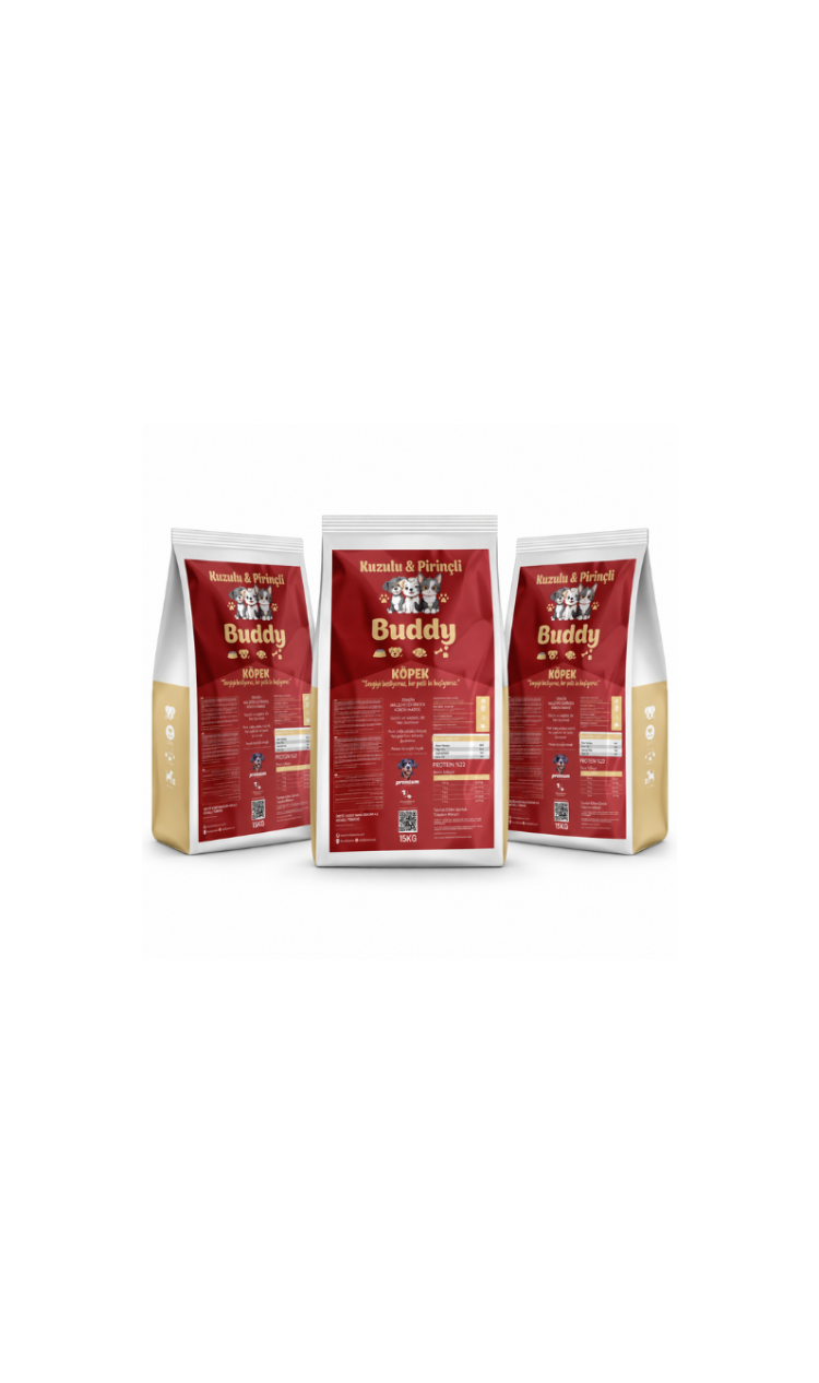 3lü Buddy Premium Kuzu Etli Büyük Irk Köpek Maması 3x15KG