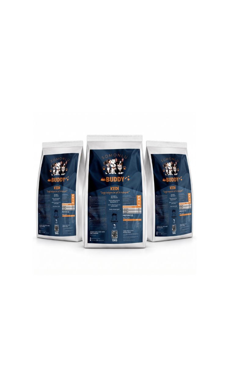 3lü Buddy Premium Somonlu Kedi Maması 3x15KG