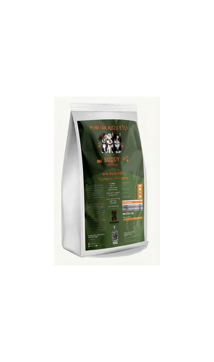 Buddy Premium Mini Irk Kuzu Etli Köpek Maması 15KG