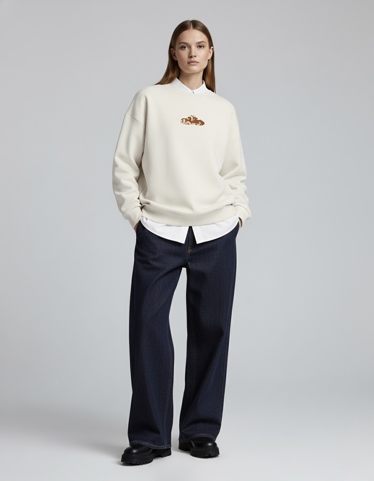 Aysel Maça | Ekru Oversize Sweatshirt
