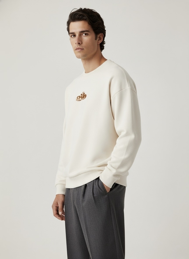 Aysel Maça | Ekru Oversize Sweatshirt