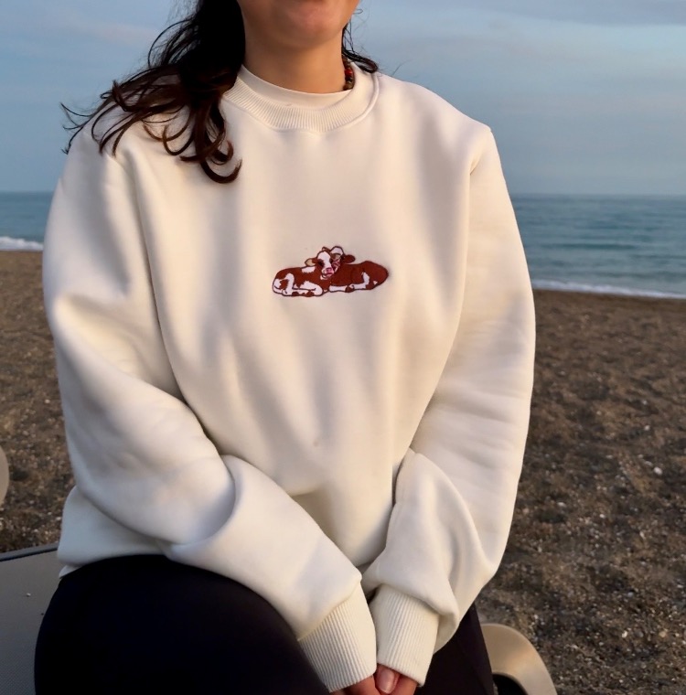 Aysel Maça | Ekru Oversize Sweatshirt