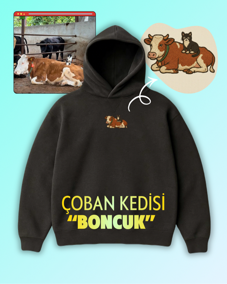 Boncuk | Antrasit Oversize Hoodie