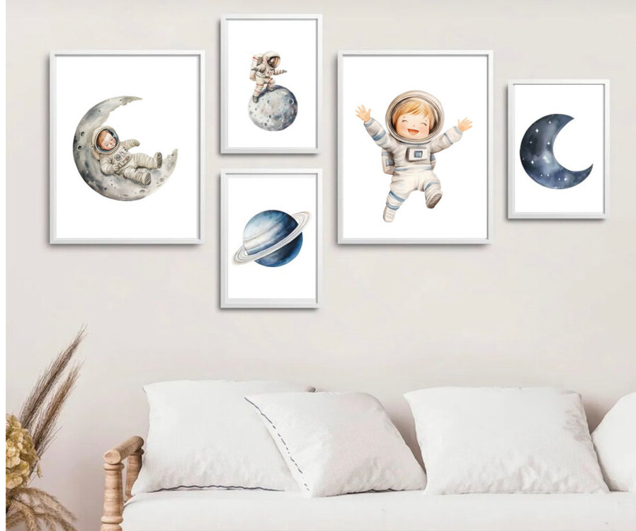 Uzay ve Astronot Temalı 5’li Poster Seti
