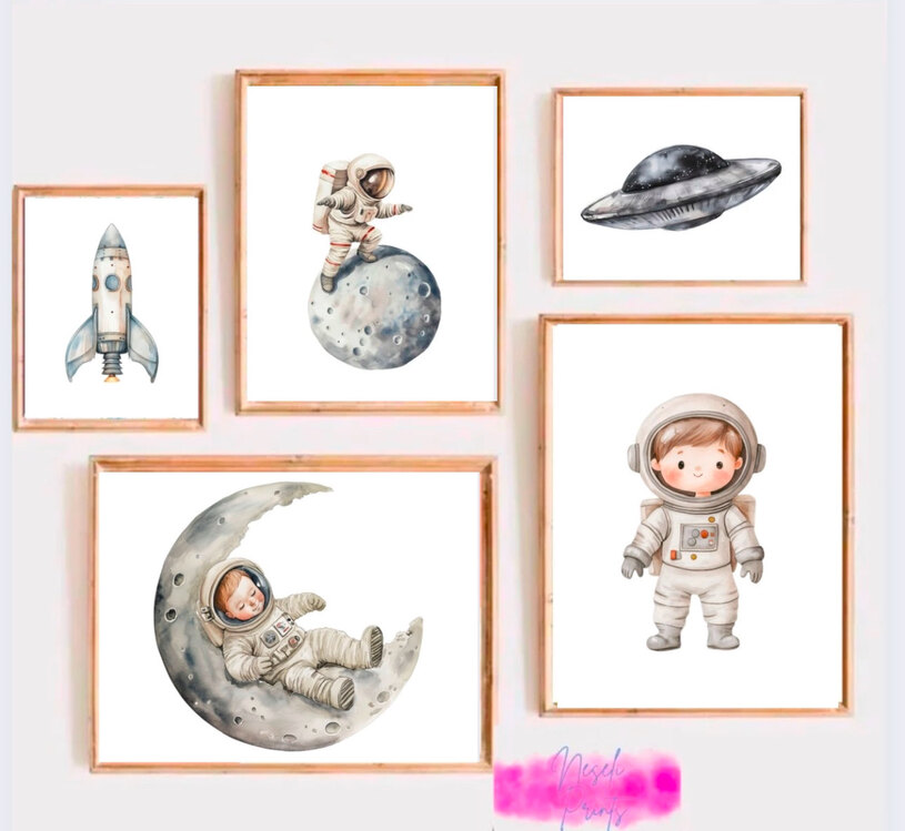 Uzay ve Astronot Temalı 5’li Poster Seti