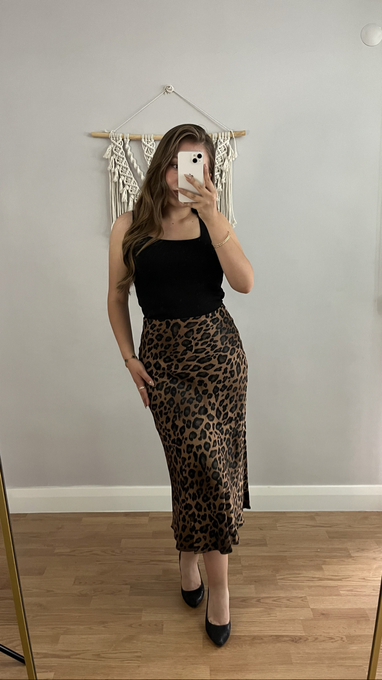 Leopar ipek saten etek