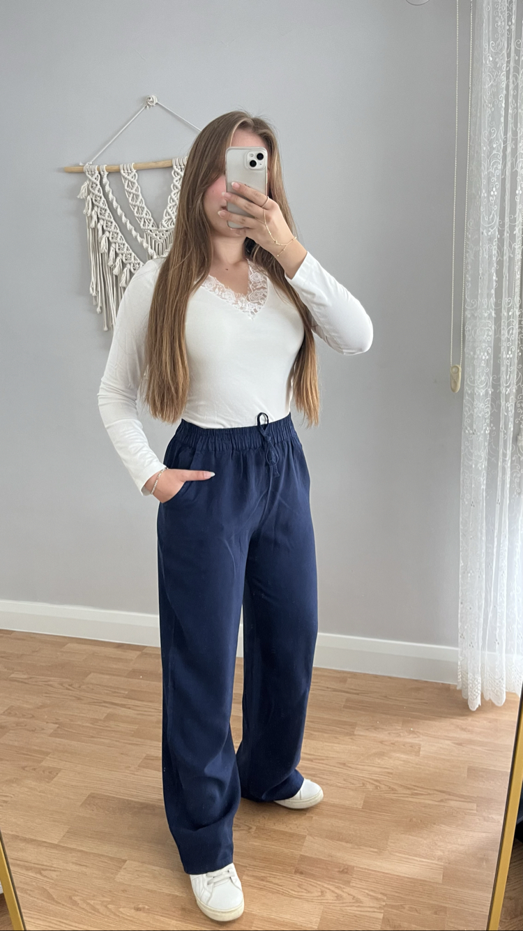 Tensel Kot Bol Paça Pantolon Lacivert