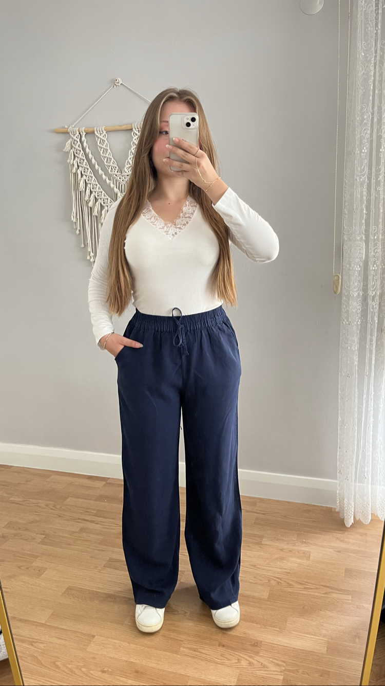 Tensel Kot Bol Paça Pantolon Lacivert