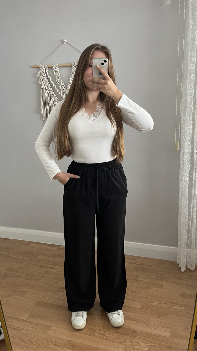 Tensel Kot Bol Paça Pantolon Siyah