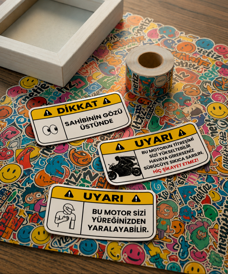 Araba Uyarı Sticker Seti - 3lü Özel Tasarım Sticker >Araba Sticker |Yeni Nesil Aksesuarlar