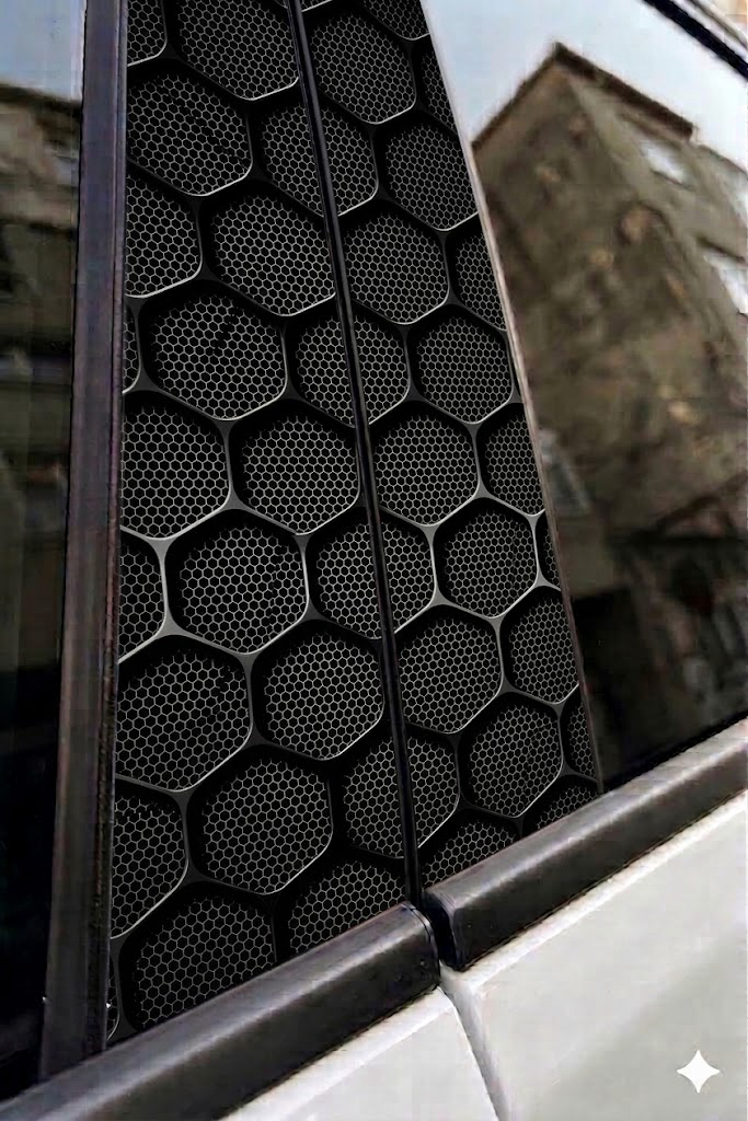 SİYAH ALTIGEN Temalı Kapı Direği Kaplama Folyosu 25x50 cm 2 Adet UV Baskı Folyo