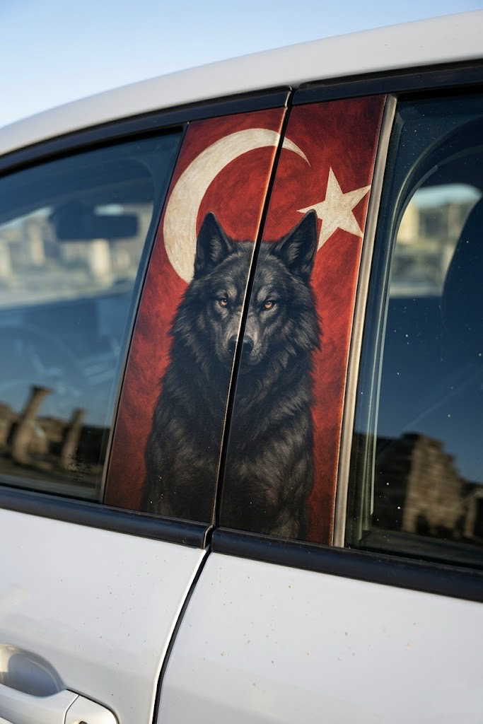 BOZKURT ve TÜRK Bayrağı Kapı Direği UV Baskı Folyo Kaplama > Her Araca Uyumlu > Araç Aksesuar