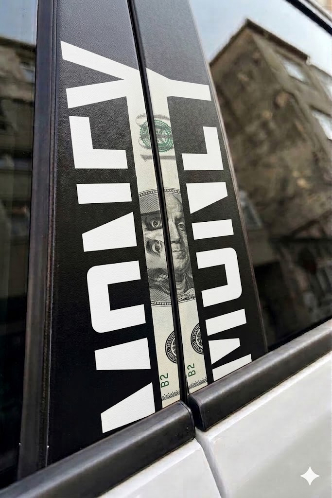 MONEY Dolar Temalı Kapı Direği Kaplama Folyosu UV Baskı 25x50 cm 2 Adet