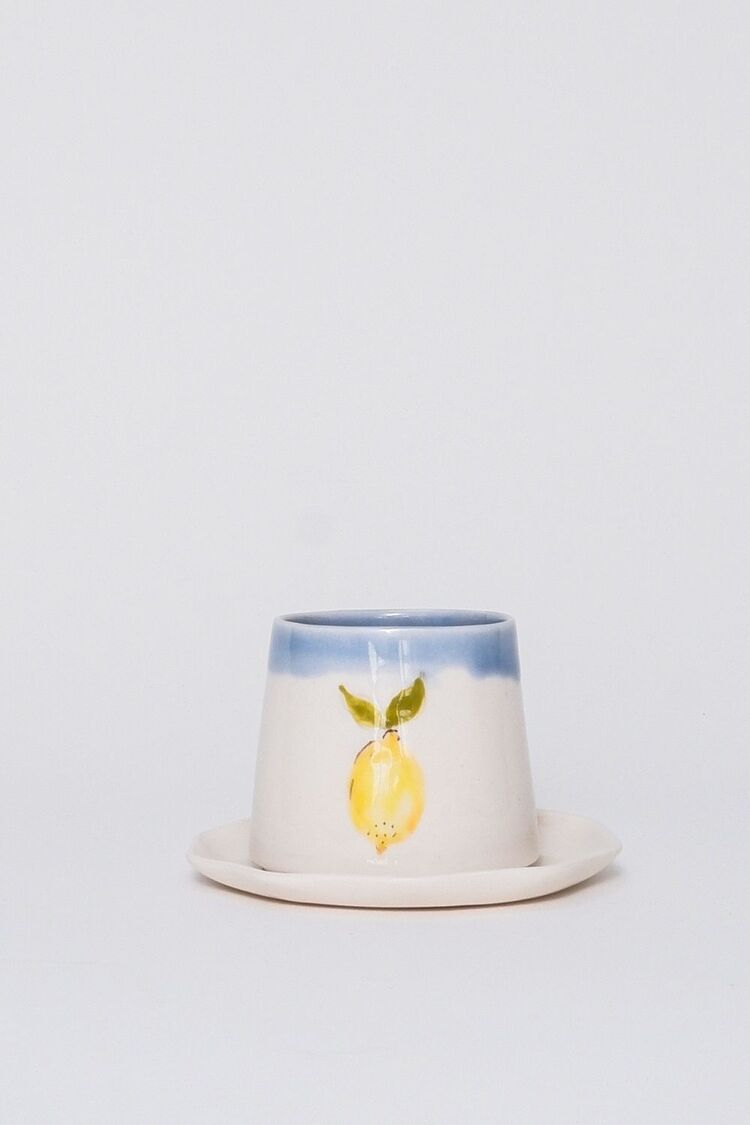 Limon Desenli Kahve Fincanı