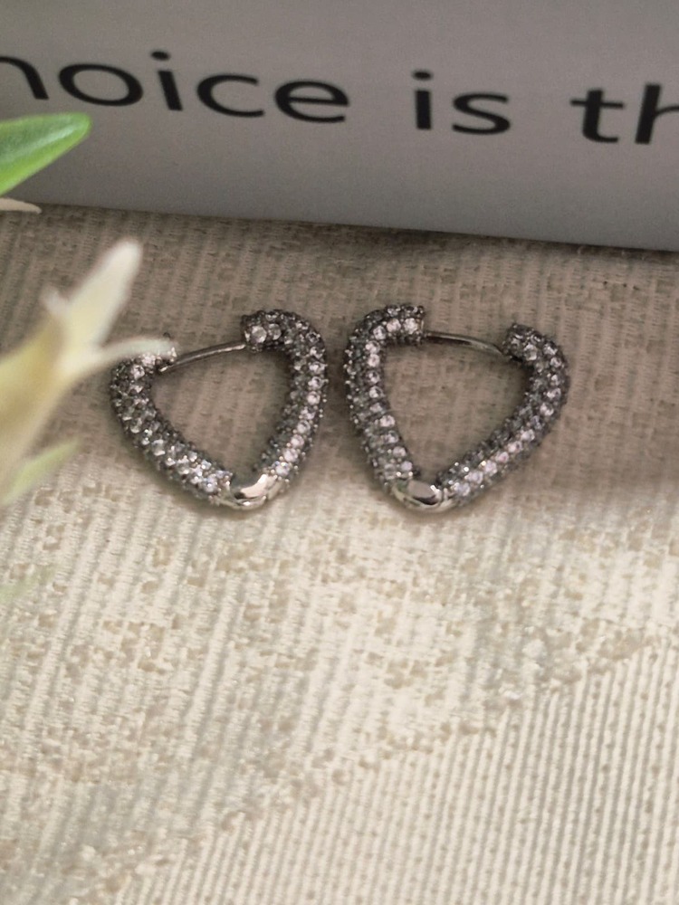 Özel Seri Kalp Küpe Silver / VKP3275