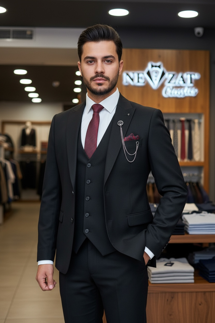 Siyah Slimfit Takım Elbise