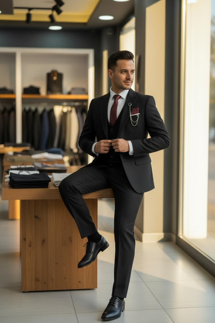 Siyah Slimfit Takım Elbise