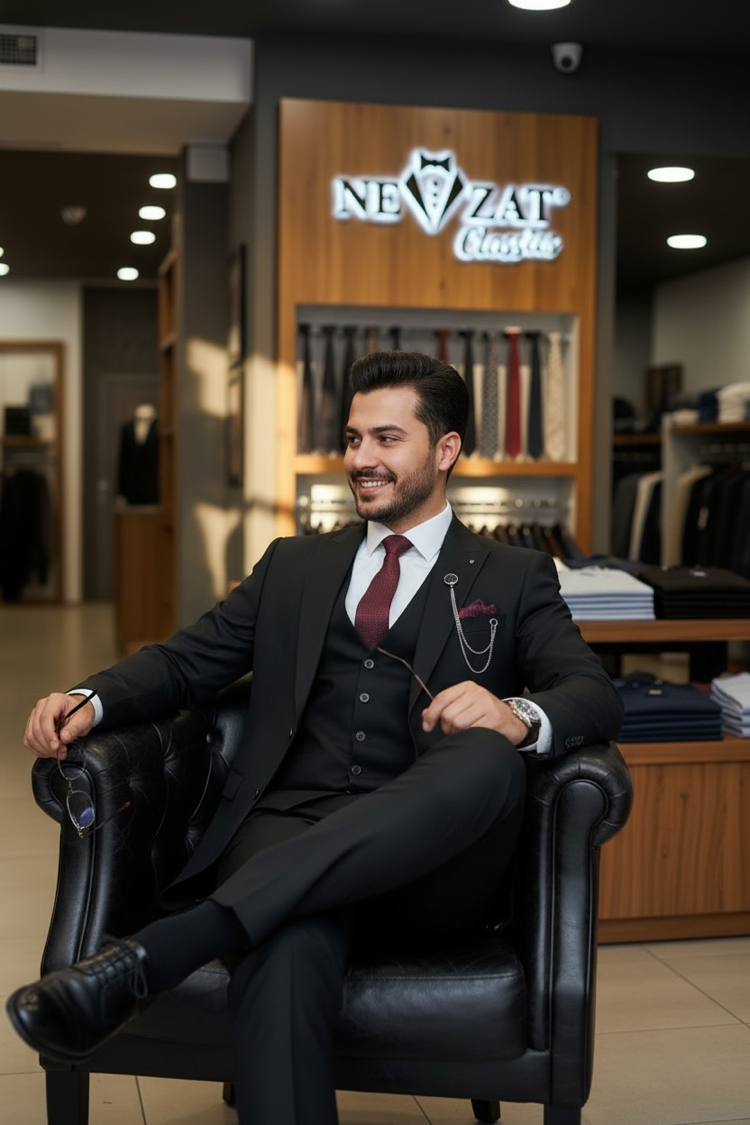 Siyah Slimfit Takım Elbise