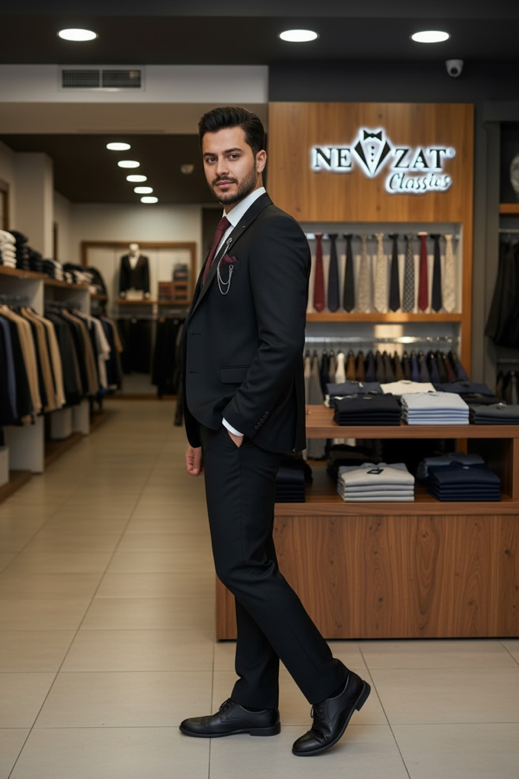 Siyah Slimfit Takım Elbise
